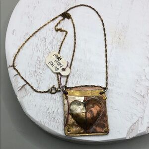 Quilted Heart Artisan One Of A Kind Story Pendant Necklace Hidden Mermaid Rustic